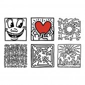 Puzzle 9 cuburi lemn, Keith Haring