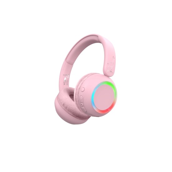 Casti Audio Wireless - Roz cu Lumini - Lalarma Casti Audio Wireless - Roz cu Lumini - Lalarma