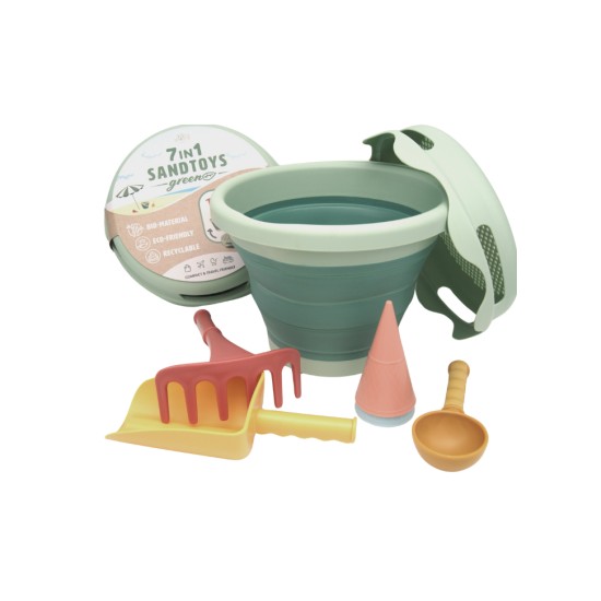 Set Jucarii pentru Nisip 7in1 - Verde - CompacToys Set Jucarii pentru Nisip 7in1 - Verde - CompacToys