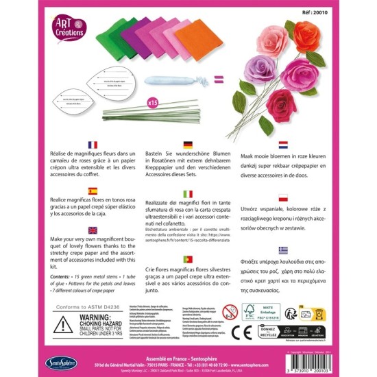 Kit creativ flori creponate - Trandafiri - Sentosphere