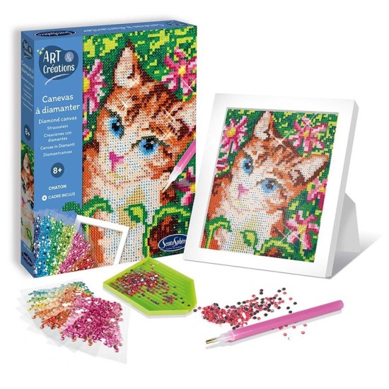 Kit creativ cu diamante / strasuri - Canvas Pisica - Sentosphere