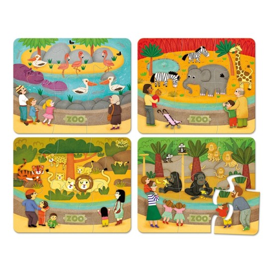 4 puzzle - animale de la ZOO 6 pcs