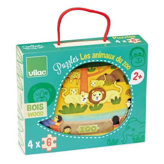 4 puzzle - animale de la ZOO 6 pcs