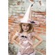 Costum vrajitoare Halloween fete 5/6 ani - Rochie glamour roz auriu, cu palarie - Great Pretenders