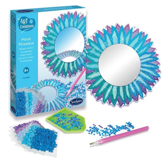 Kit creativ cu diamante / strasuri - Oglinda mozaic pene - Sentosphere