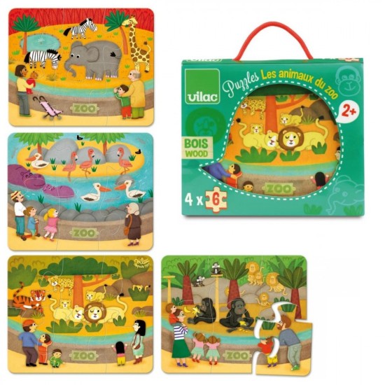 4 puzzle - animale de la ZOO 6 pcs