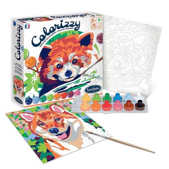 Kit creativ pictura pe numere - Colorizzy Panda rosu si Shiba - Sentosphere