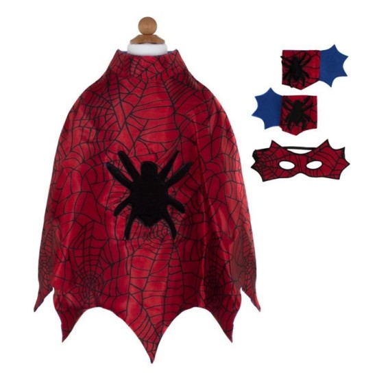 Costum paianjen copii 3-4 ani - Pelerina Spider reversila, cu mansete si masca - Great Pretenders