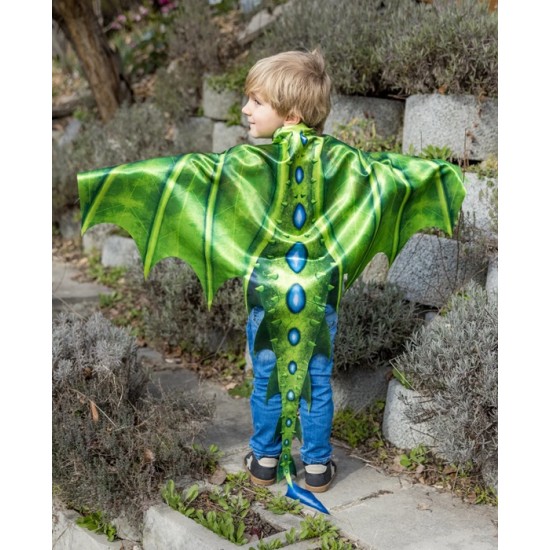 Costum dragon legendar copii 4-6 ani - Pelerina verde usoara - Great Pretenders