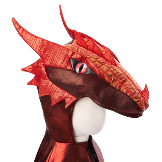 Costum dragon rosu copii 4/5 ani - Pelerina Dragon Ruby Metalic - Great Pretenders