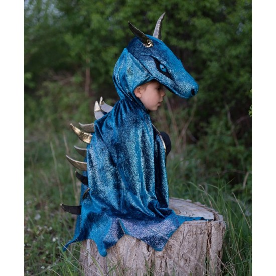 Costum dragon albastru copii 5/6 ani - Pelerina cu gluga Starry Night - Great Pretenders