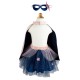 Costum supererou fete 4/6 ani - Pelerina reversibila Roz/Bleumarin, fusta tutu si masca - Great Pretenders