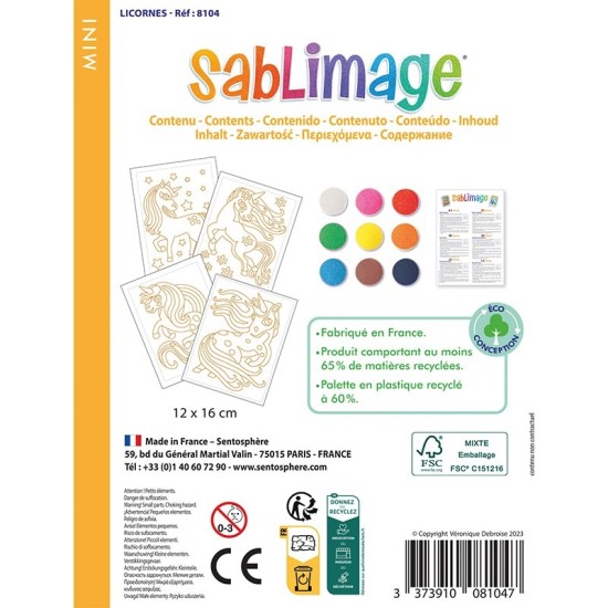 Kit creativ cu nisip colorat - Mini Sablimage Unicorni - Sentosphere