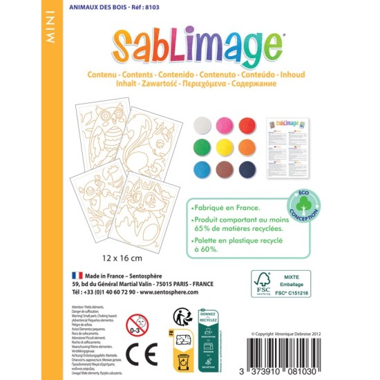 Kit creativ cu nisip - Mini Sablimage Animale din padure - Sentosphere