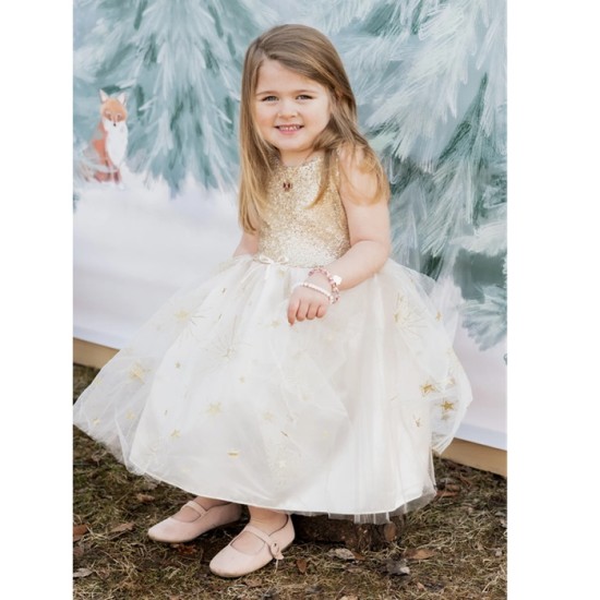 Rochie Aurie cu Stelute 3/4 ani - Great Pretenders Rochie Aurie cu Stelute 3/4 ani - Great Pretenders