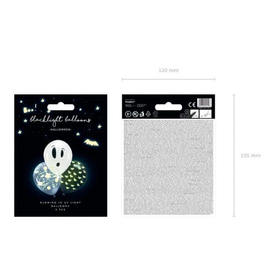 Set 3 Baloane din latex - Boo Mix 27 cm - Party Deco