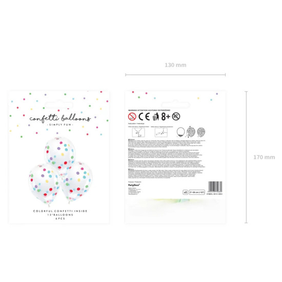 Set 6 Baloane din latex - Confetti Multicolor - Party Deco