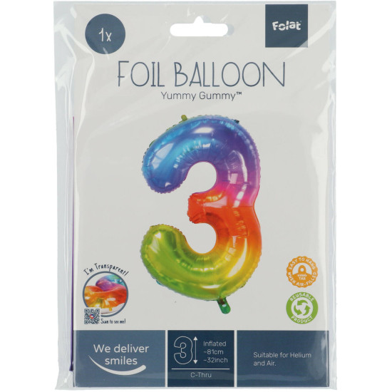 Balon Heliu - Curcubeu Cifra 3 - Folat