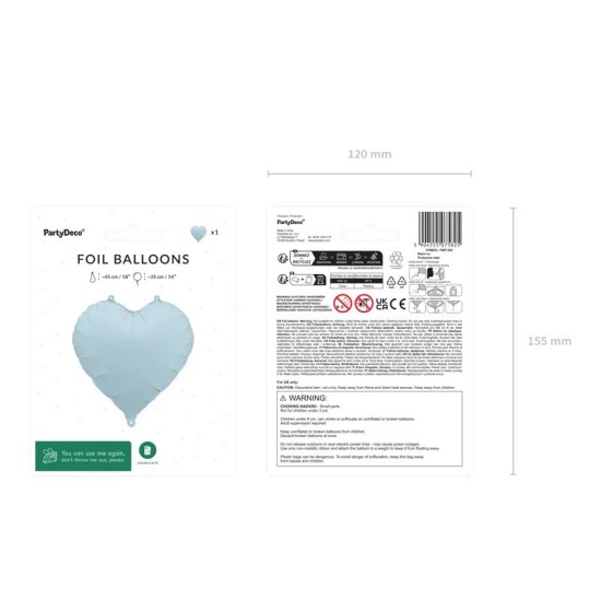 Balon Heliu - Inima Misty Blue - Party Deco