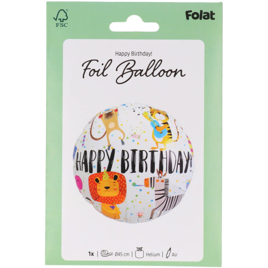 Balon Heliu - Happy Birthday Animale - Folat