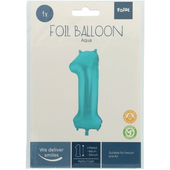 Balon Heliu Aqua Pastel Numar 1