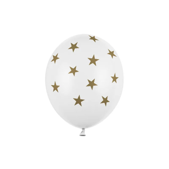 Set 6 Baloane din latex - Alb cu Stelute 30 cm - Party Deco