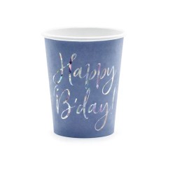 Pahare Happy B-Day, bleumarin, 220 ml