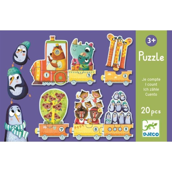 Puzzle Trenulețul cu animale numărate