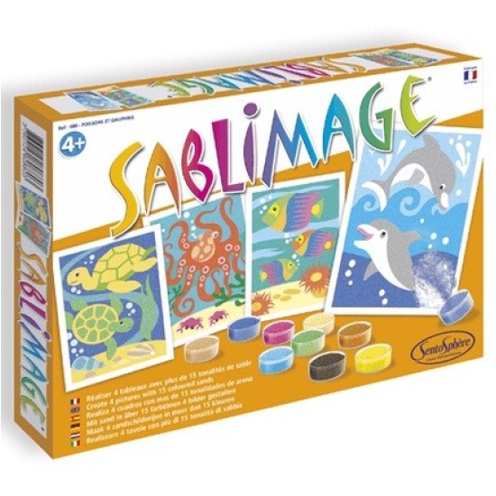 Kit creativ cu nisip colorat - Sablimage Pesti si Delfini - Sentosphere