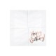 Set 20 Servetele Albe - Happy Birthday roz cupru - PartyDeco