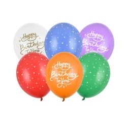 Set 6 Baloane 30 cm „Happy Birthday” Mix