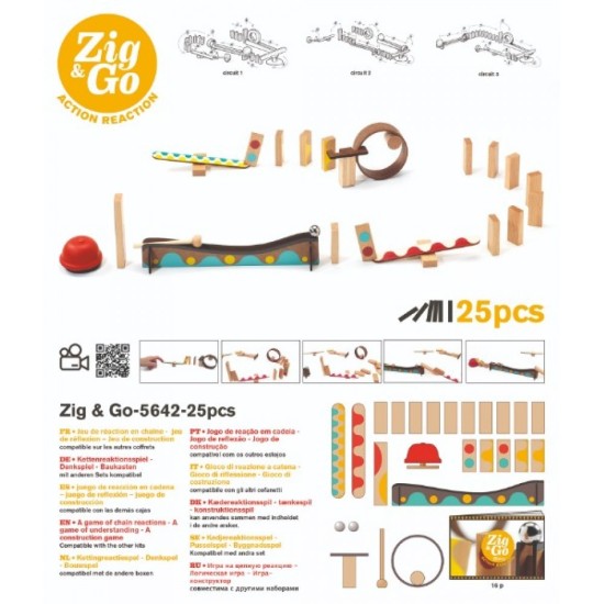 Zig&Go Djeco, set de constructie trasee, 25 piese