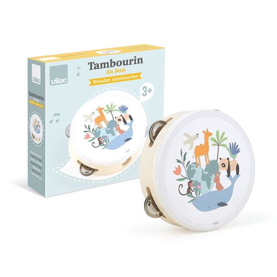 Tamburina din lemn - Design animale - Vilac Tamburina din lemn - Design animale - Vilac