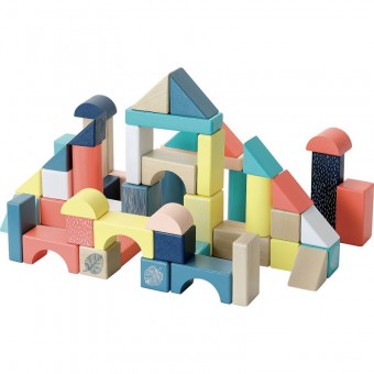 54 cuburi multicolore, din lemn, Vilac