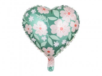 Balon heliu inima cu flori