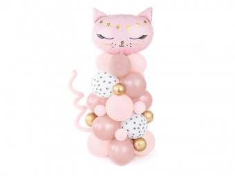 Buchet de baloane latex, Pisica roz, 83 x 140 cm