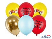 6 baloane Mix Happy Birthday, Masinute, 30 cm
