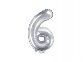 Balon Argintiu 35 cm Cifra 6