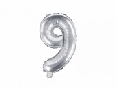 Balon Argintiu 35 cm Cifra 9 
