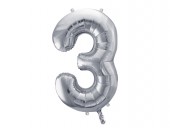 Balon Argintiu 86 cm Cifra 3
