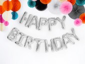 Set baloane Happy Birthday Argintii 35 cm